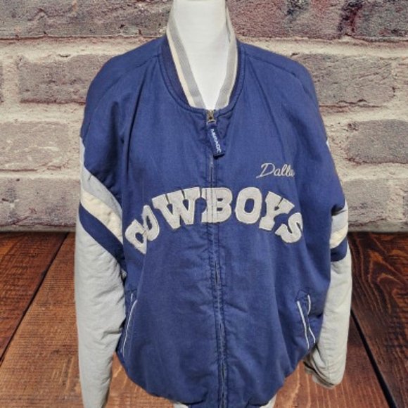 📣Vintage NFL Mirage Unisex DALLAS 🏈 COWBOYS ⭐ Varsity Bomber Jacket 🧥 Coat L - Picture 1 of 7